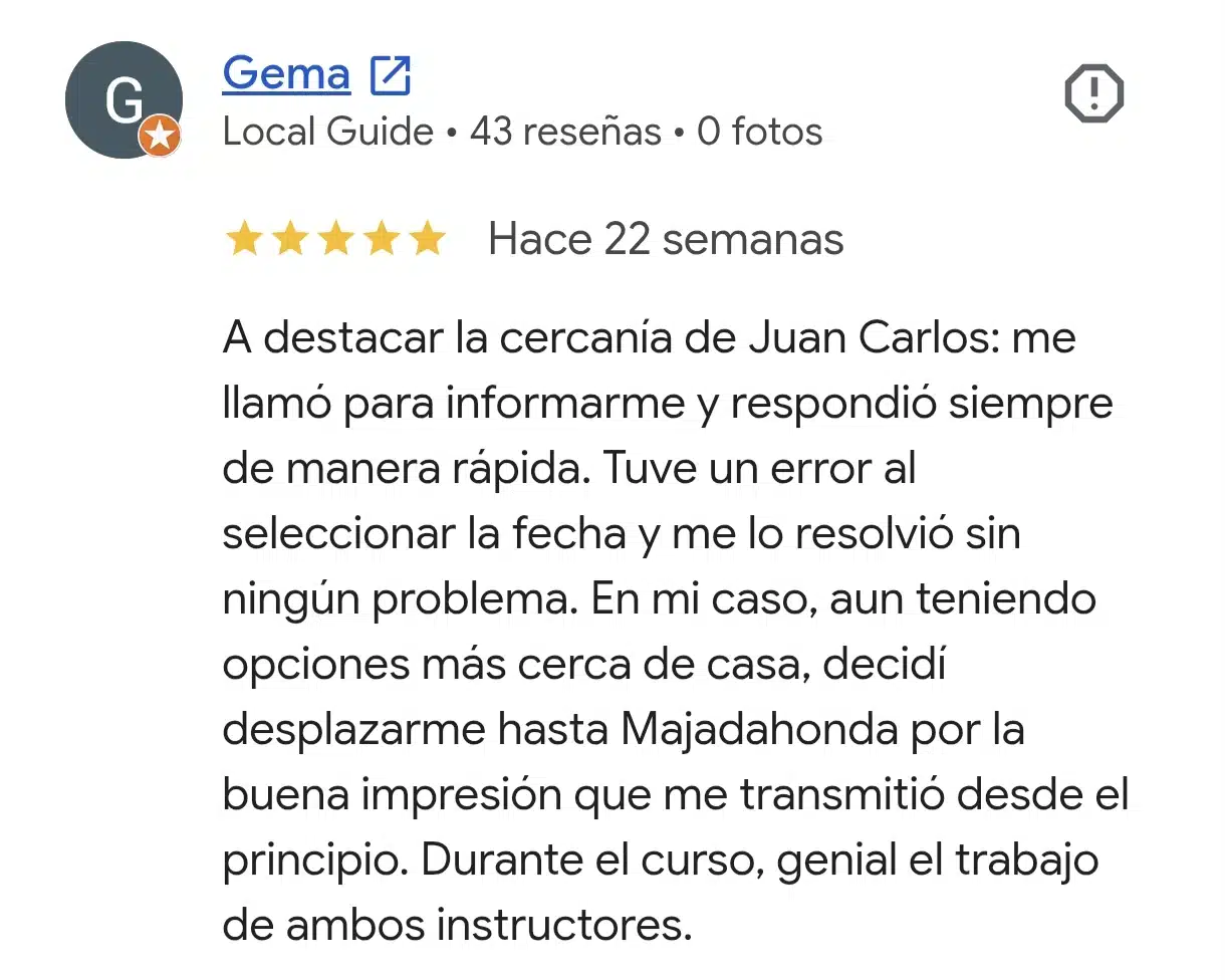 Reseña de Google verificada