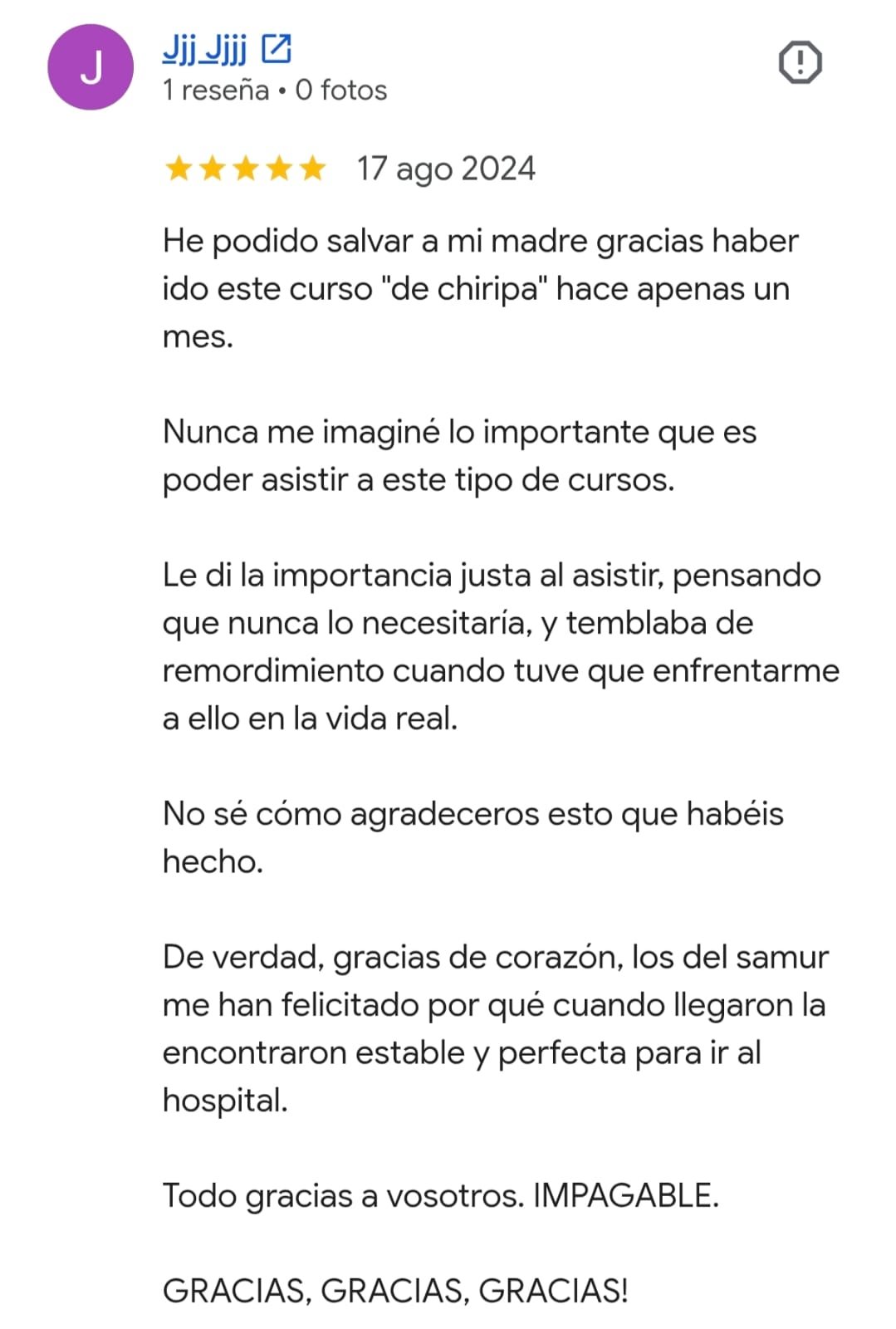 Reseña de Google verificada